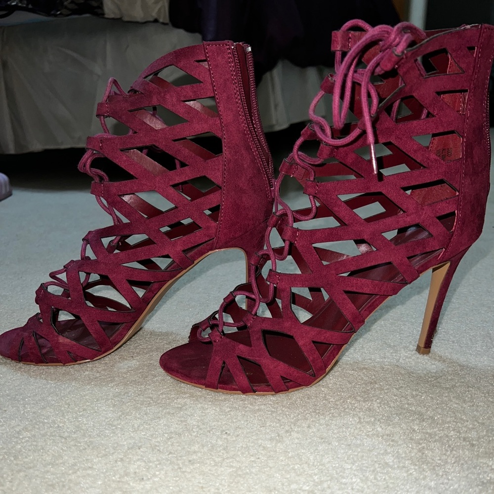 Purple strappy heels